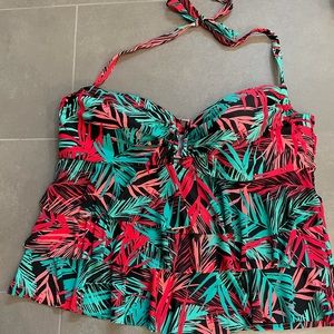 Bright printed halter tankini